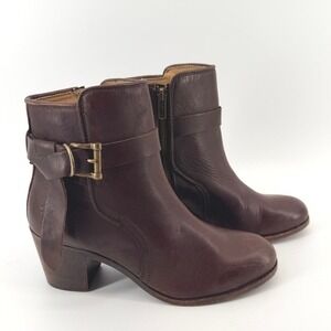 Frye Malorie Knotted Leather Short Ankle Boots Dark Brown 7.5B 3476117-DBN